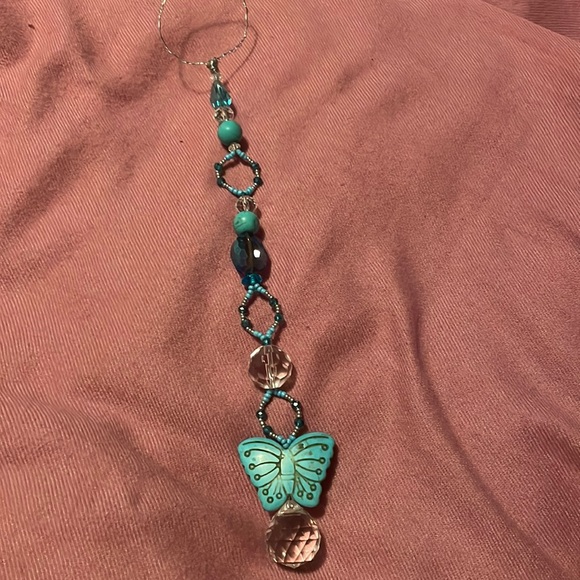 Clementine Lane 1979 Other - Original Handmade Blue Butterfly Prism Sun Catcher w New & Upcycled Beads